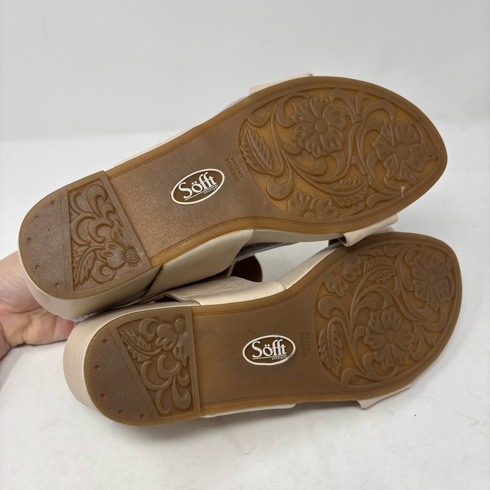 NEW Sofft Vaya Beige Cream Wedge Leather Sandals Size 8.5 - Picture 7 of 7